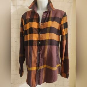 Burberry Brit "Heritage Check" Plaid Cotton Button Front Shirt Womens Sz. $195